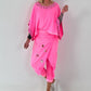 Poncho Shirt mit Leo Print - neonpink