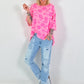 Sweater with floral all-over print - pink
