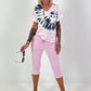 Capri Pants with Tie Waist - pink