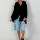 Long blouse with tie – black