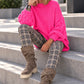 Oversized Pullover mit Grobstrickärmeln - neonpink