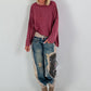 Oversized Shirt stone washed - burgunda