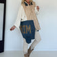 Asymmetrische Oversized Jacke im Materialmix - beige-ecru-denim