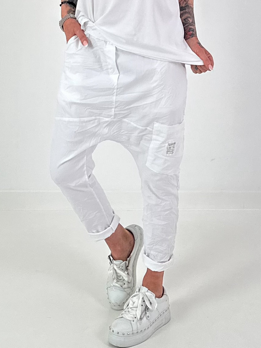 Baggy broek met statement-patch - wit