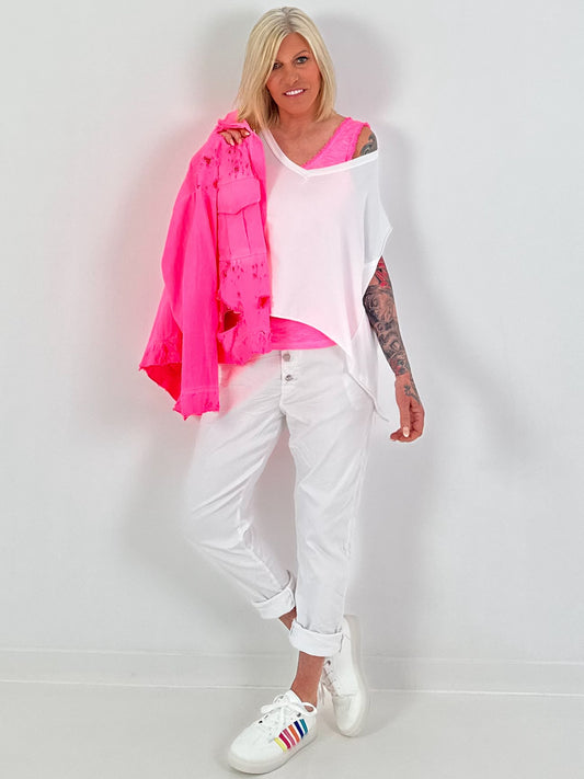 Oversized Shirt mit Rückennaht - weiss