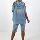 Jeans Shirt with Off-Shoulder Cut-Outs - Light Blue (available from May 14, 2026)