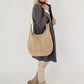 Genuine leather bag with elaborate details - beige