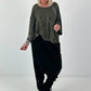 Oversized gebreid shirt met statementprint – olijf
