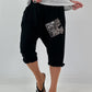 Short linen baggy dress with overlay and sequin details - khaki