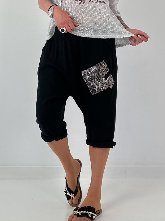 Short linen baggy dress with overlay and sequin details - khaki