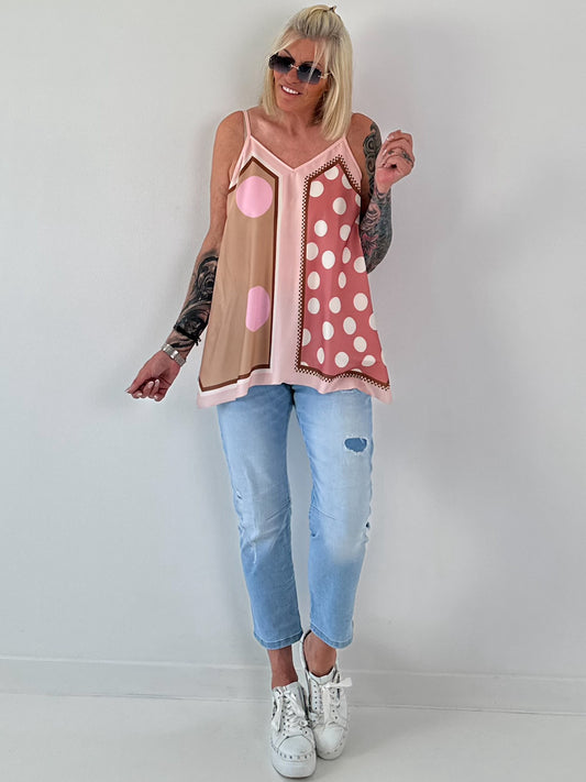 Luftiges Top mit Muster -  rosa - mehrfarbig