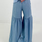 Jeans with wide flounce - light blue