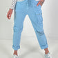 Trousers with mesh insert - light blue