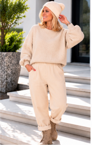 Kuschelig kastiger Pullover - beige