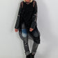 Stylish Long Mesh Shirt with Cross Details - black