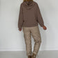 Hoodie mit Leo-Print und Nieten - taupe