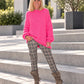 Oversized Pullover mit Grobstrickärmeln - neonpink