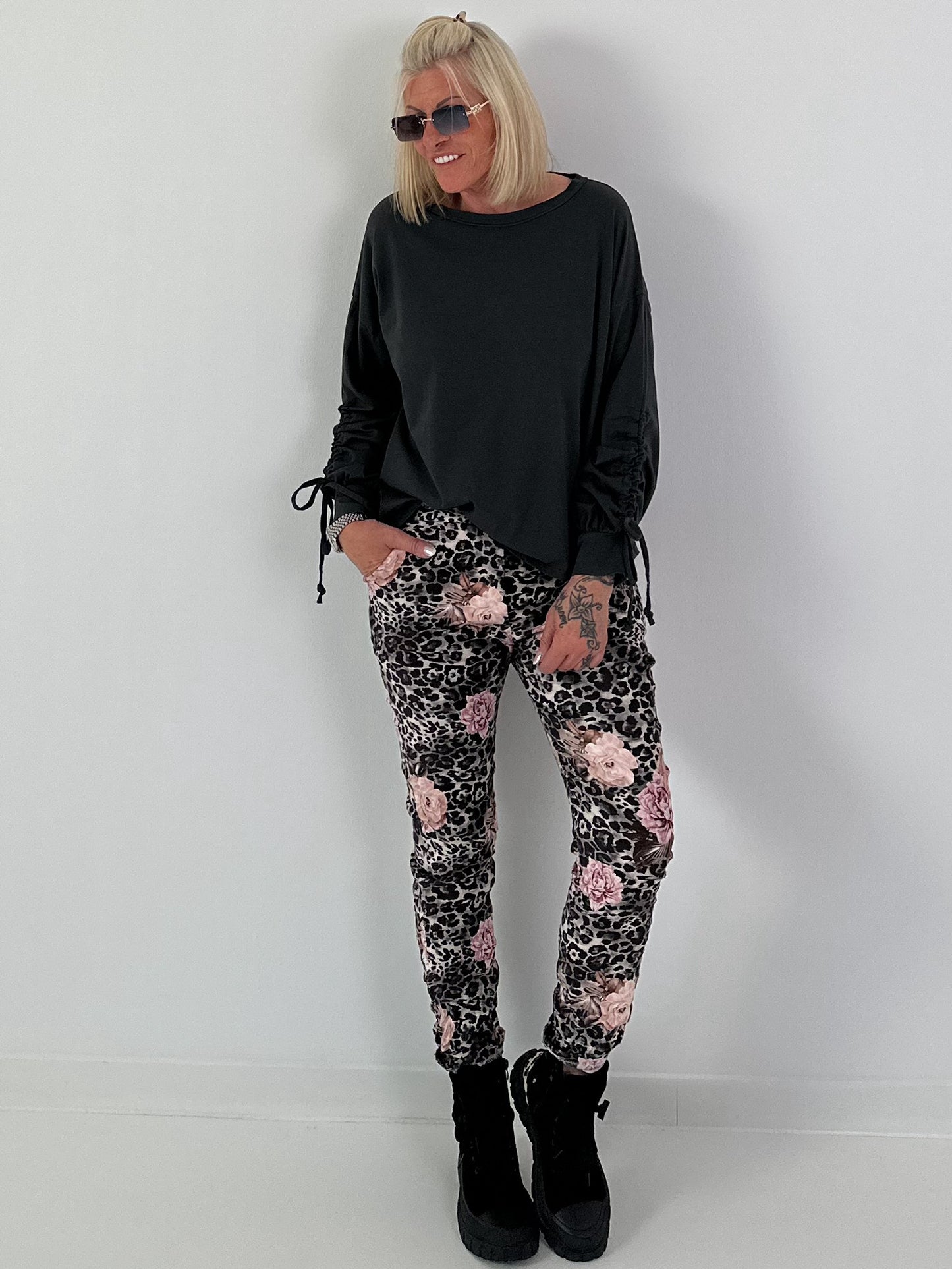 Shirt mit Raff-Details - anthrazit