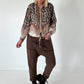 Blouse jacket with print - leo-beige