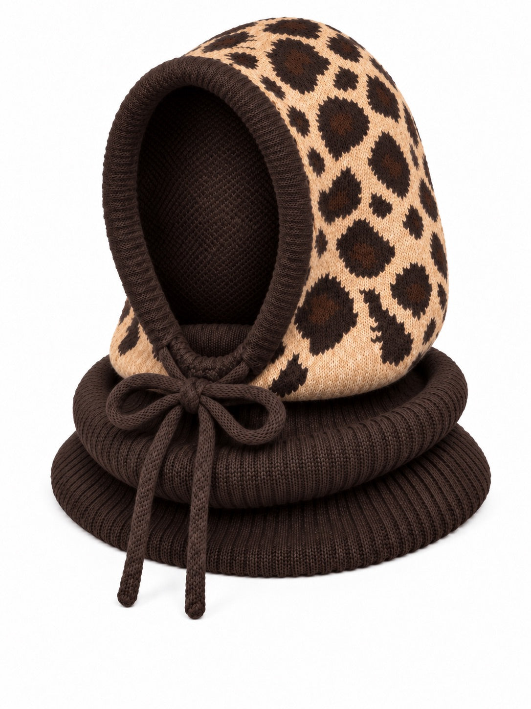 Strick Balaclava - mokka-leo-mehrfarbig