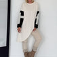 Asymmetrischer Sweater mit Kreuz- und Lederoptik-Details - creme