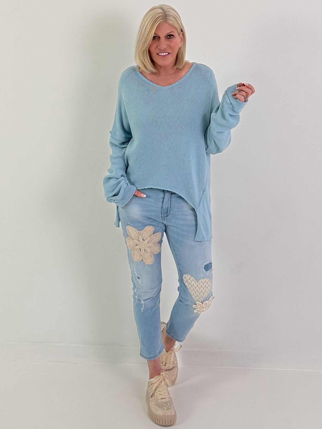 Oversized Strickpullover - hellblau ( lieferbar ab 14.03.26)