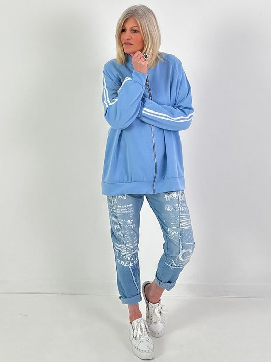 Jacke mit Streifen - hellblau