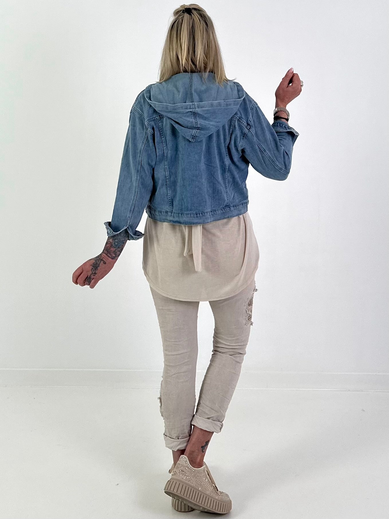 Hooded denim jacket