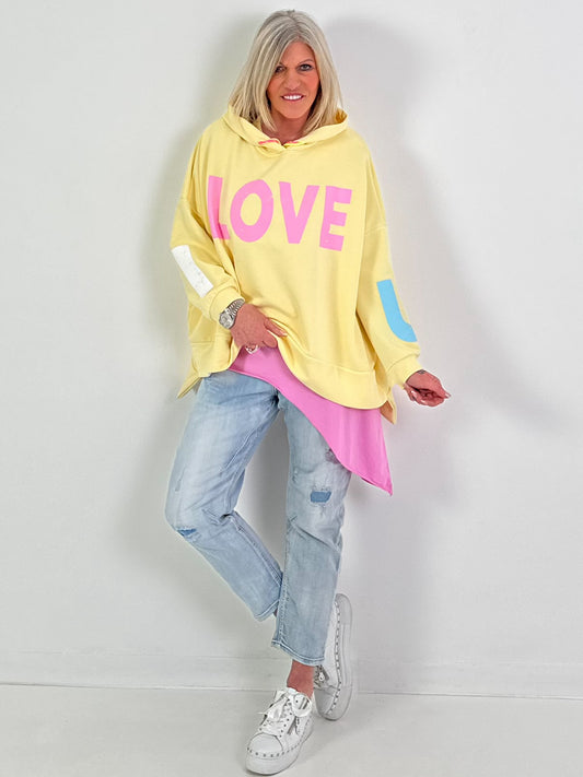 Oversized Hoodie Love - gelb ( lieferbar ab 10.02.26)