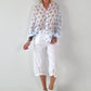 Transparent Tunic with Ruffle Sleeves - white