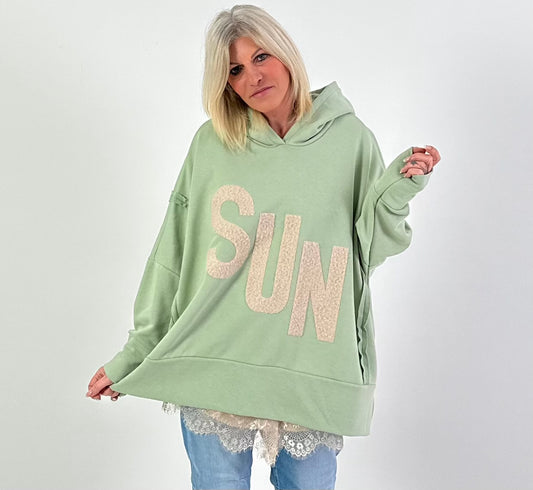 Oversized hoodie model "SUN" - saliegroen