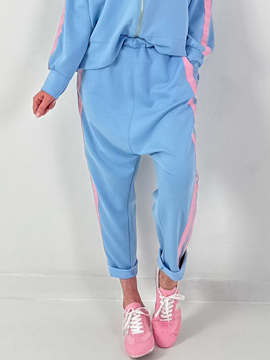 Sweat Baggy mit Streifen - hellblau