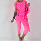 Shirt mit All-Over Cut-Outs und Ösen - neonpink