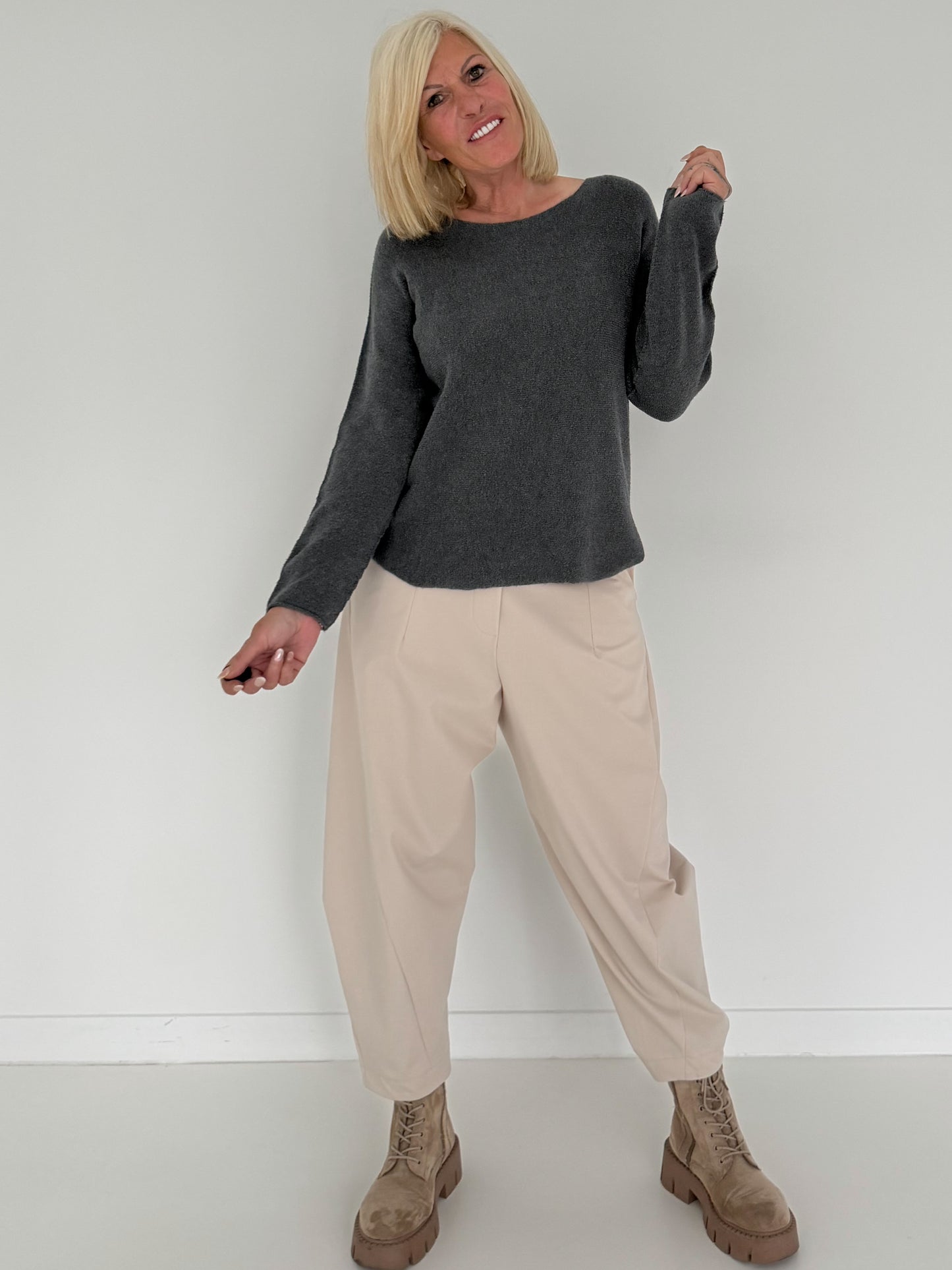 Weicher Basic Pullover - anthrazit