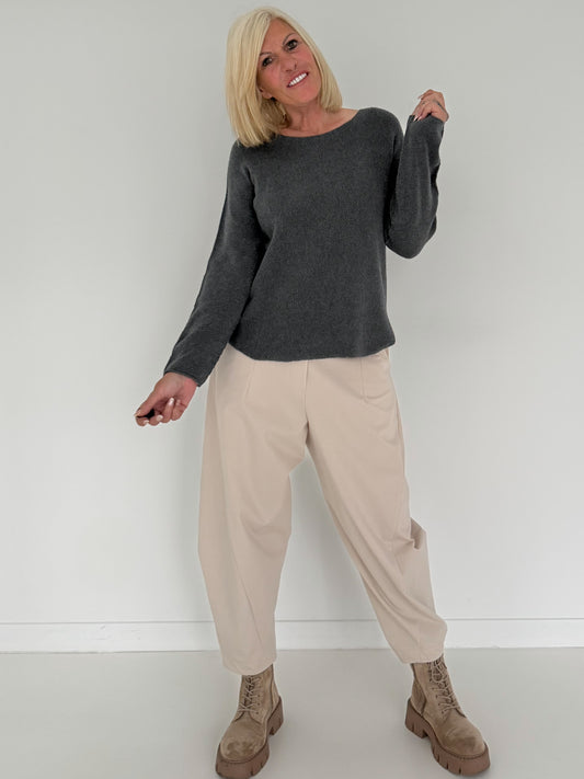 Weicher Basic Pullover - anthrazit