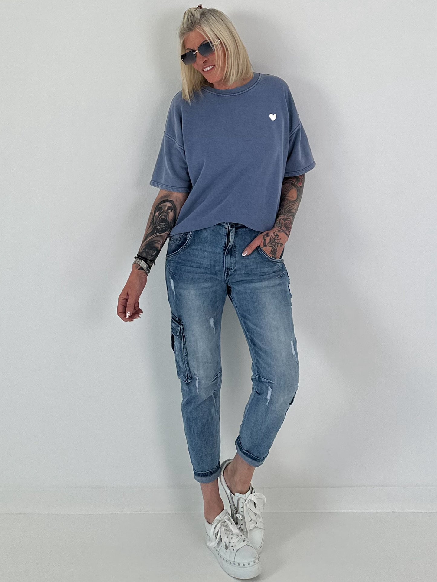 Sweater stone washed  - blau