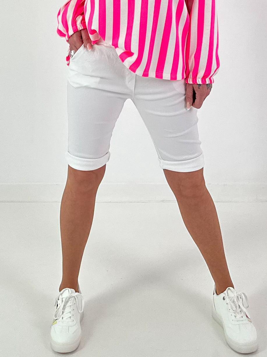 Korte broek met strikceintuur - wit