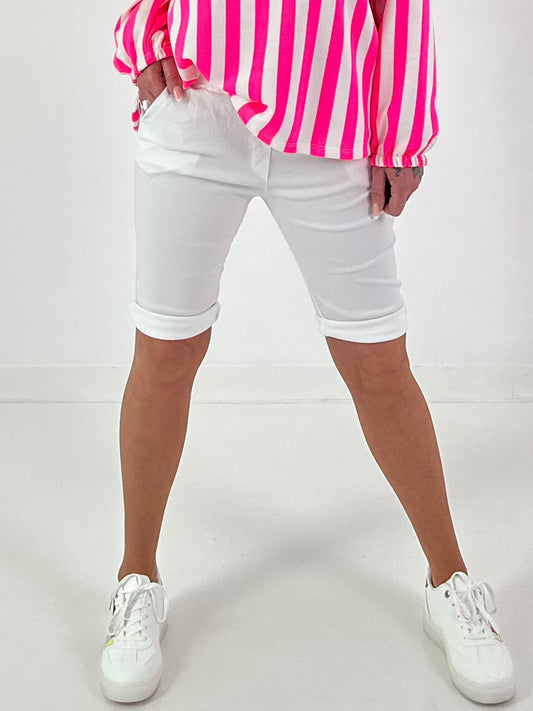 Kurze Hose mit Bindeband - weiss