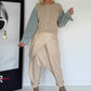 Strickjacke mit strassbesetzten Denim-Ärmeln - beige-denim