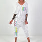 T-Shirt mit Glitzer-Patch - weiss