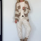 Strickjacke mit Blockstreifen - beige-taupe