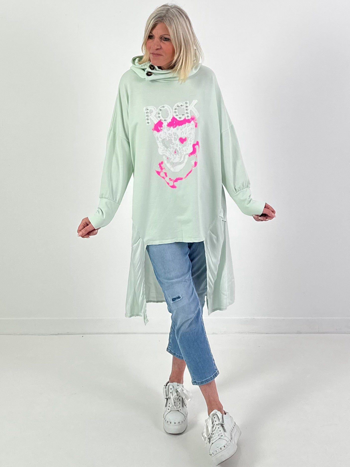 Hoodie Modell "Sparkle Skull" - mint