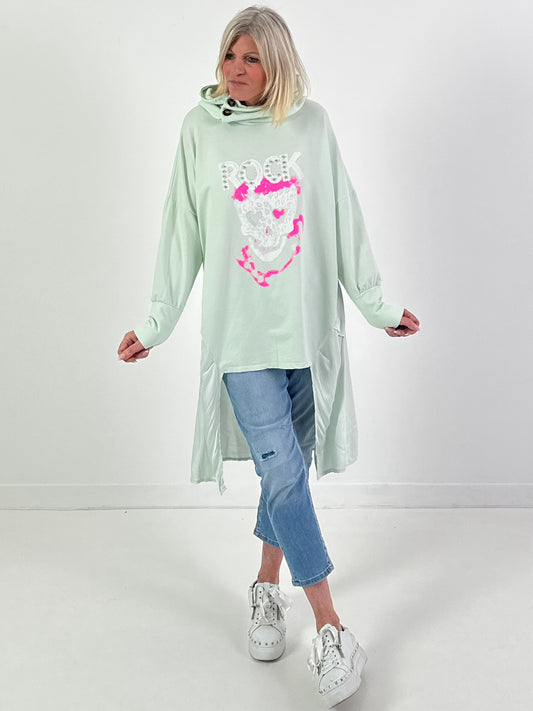 Hoodie model "Sparkle Skull" - mint
