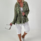 Jeansjacke mit floralem Netzeinsatz - khaki ( lieferbar ab 26.05.26))