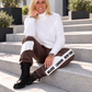 Hose im Materialmix City Statement - mokka