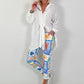 Lange blouse met strikband - wit