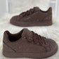 Sneakers with rhinestone trim - brown