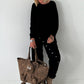 Soft Oversized Basic Pullover - Black
