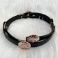 Belt with decorative metal ornaments - black-gold