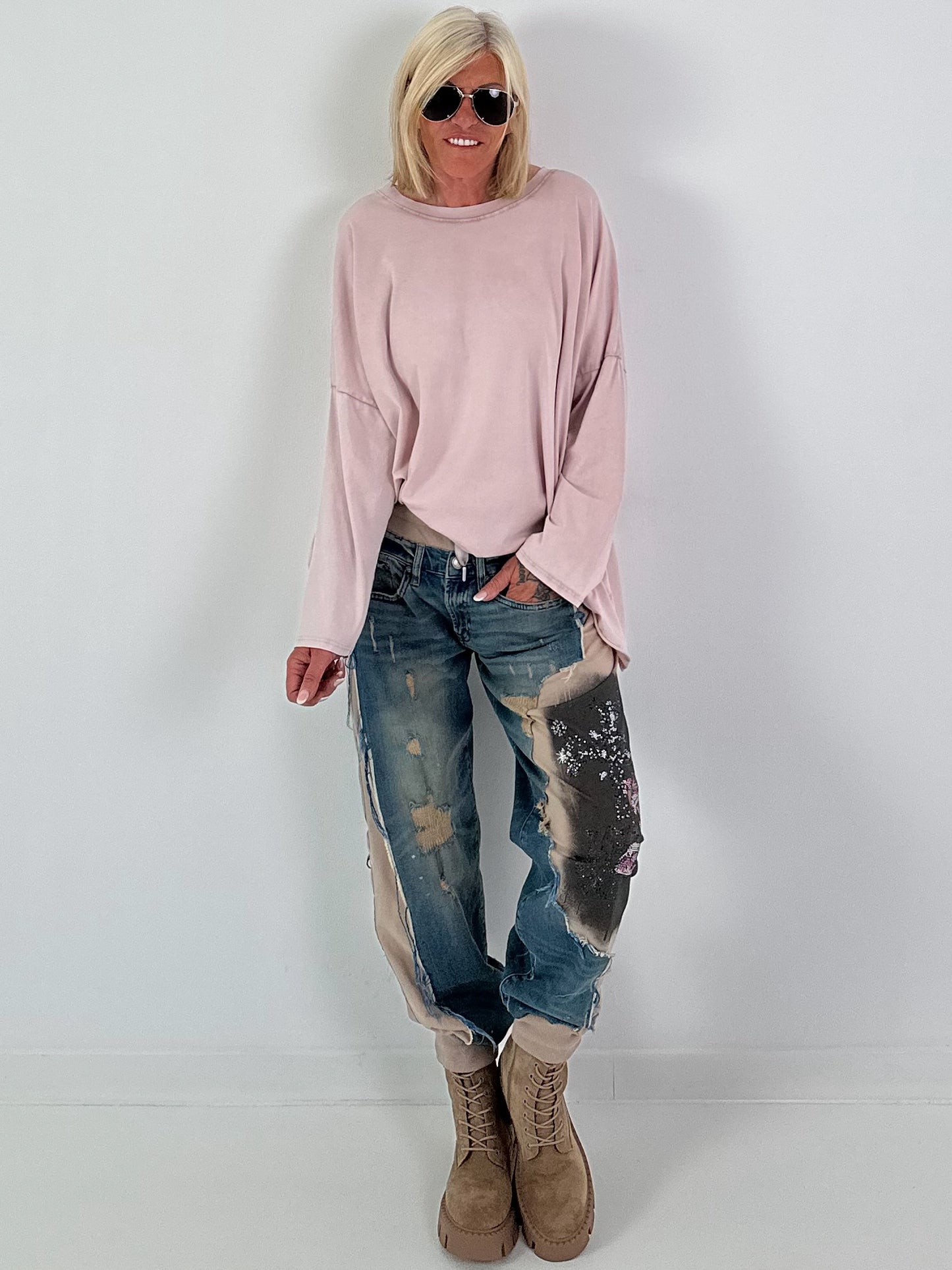 Oversized Shirt stone washed - rosa